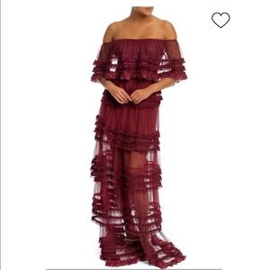 NWOT Off shoulder maxi dress gown ruffle Sz SM